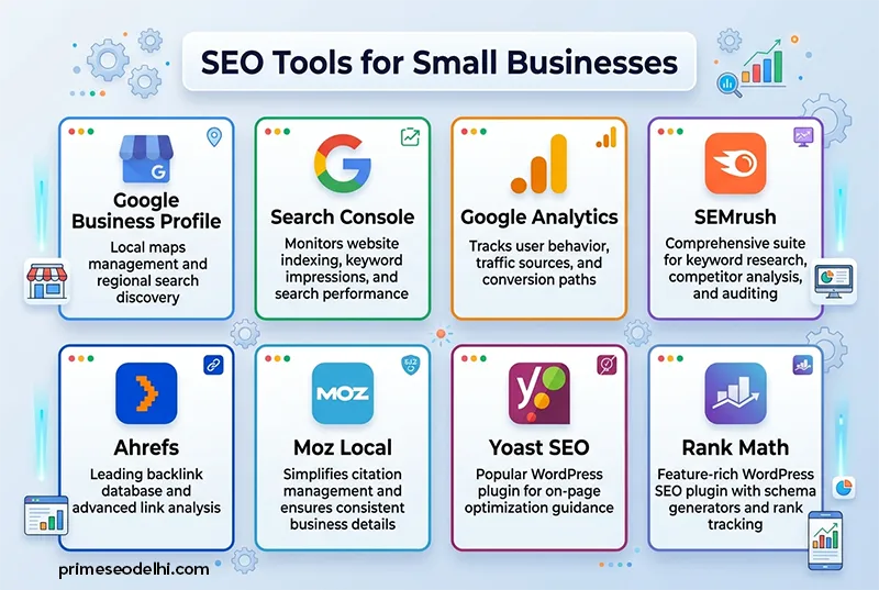 SEO tools for small businesses to track rankings and improve website performance
